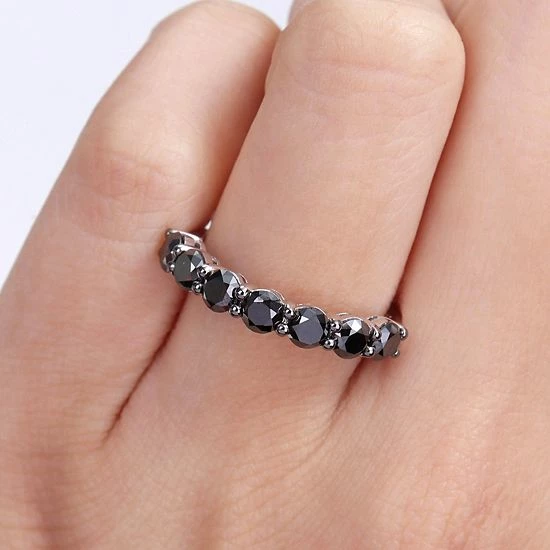 Stella Grace 10k White Gold 1 3/4 Carat T.W. Black Diamond Semi-Eternity Ring 8 Stella Grace 10k White Gold 1 3/4 Carat T.W. Black Diamond Semi-Eternity Ring - Image 8
