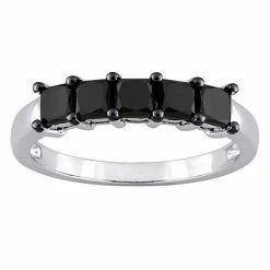 Stella Grace 10k White Gold 1 1/4 Carat T.W. Princess Black Diamond Semi-Eternity Ring