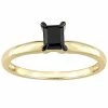 Stella Grace 14k Gold 1/2 Carat T.W. Emerald Cut Black Diamond Solitaire Engagement Ring