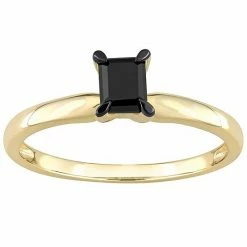 Stella Grace 14k Gold 1/2 Carat T.W. Emerald Cut Black Diamond Solitaire Engagement Ring