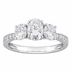 Stella Grace 10k White Gold 1 3/4 Carat T.W. Lab-Created Moissanite Oval 3-Stone Engagement Ring