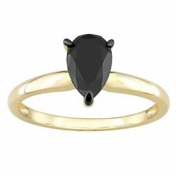 Stella Grace 14k Gold 1 Carat T.W Black Diamond Pear-Shape Solitaire Ring