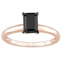 Stella Grace 14k Rose Gold 1 Carat T.W Black Diamond Emerald-Cut Solitaire Ring