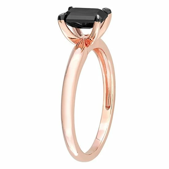 Stella Grace 14k Rose Gold 1 Carat T.W Black Diamond Emerald-Cut Solitaire Ring 2 Stella Grace 14k Rose Gold 1 Carat T.W Black Diamond Emerald-Cut Solitaire Ring - Image 2