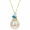 Stella Grace 14k Gold South Sea Cultured Pearl, Blue Topaz & Diamond Accent Pendant Necklace