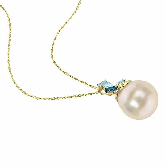 Stella Grace 14k Gold South Sea Cultured Pearl, Blue Topaz & Diamond Accent Pendant Necklace 2 Stella Grace 14k Gold South Sea Cultured Pearl, Blue Topaz & Diamond Accent Pendant Necklace - Image 2