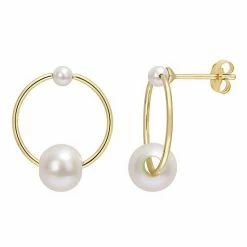Stella Grace 14k Gold Freshwater Cultured Pearl Hoop Drop Earrings