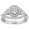 Stella Grace Sterling Silver 1/5 Carat T.W. Diamond Halo Engagement Ring Set