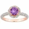 Stella Grace 14k Rose Gold Amethyst & 1/4 Carat T.W. Diamond Halo Vintage Ring