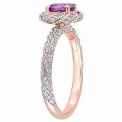Stella Grace 14k Rose Gold Amethyst & 1/4 Carat T.W. Diamond Halo Vintage Ring -Stella Grace Sales unnamed file 6096