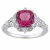 Stella Grace 10k White Gold Pink Topaz White Sapphire & Diamond Accent Vintage Ring