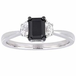Stella Grace 10k White Gold 3/4 Carat T.W Black Diamond & White Sapphire Engagement Ring