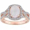 Stella Grace 10k Rose Gold White Opal & 1/6 Carat T.W. Diamond Split Shank Ring