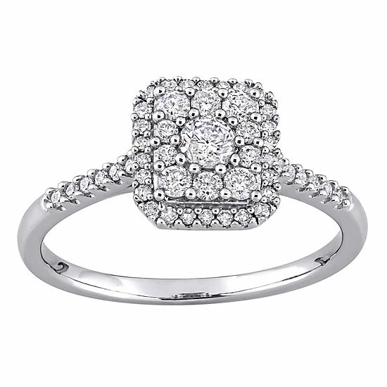 Stella Grace 10k White Gold 1/2 Carat T.W. Diamond Cluster Engagement Ring 1 Stella Grace 10k White Gold 1/2 Carat T.W. Diamond Cluster Engagement Ring