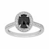 Stella Grace 10k White Gold 1 1/6 Carat T.W. Black & White Diamond Oval Halo Ring
