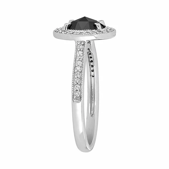 Stella Grace 10k White Gold 1 1/6 Carat T.W. Black & White Diamond Oval Halo Ring 2 Stella Grace 10k White Gold 1 1/6 Carat T.W. Black & White Diamond Oval Halo Ring - Image 2