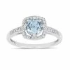 Stella Grace 10k White Gold 1/8 Carat T.W. Diamond Sky Blue Topaz Frame Ring