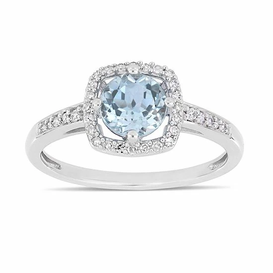 Stella Grace 10k White Gold 1/8 Carat T.W. Diamond Sky Blue Topaz Frame Ring 1 Stella Grace 10k White Gold 1/8 Carat T.W. Diamond Sky Blue Topaz Frame Ring