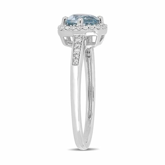 Stella Grace 10k White Gold 1/8 Carat T.W. Diamond Sky Blue Topaz Frame Ring 2 Stella Grace 10k White Gold 1/8 Carat T.W. Diamond Sky Blue Topaz Frame Ring - Image 2