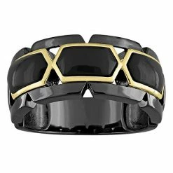 Stella Grace Men's 18k Gold Over Silver Black Onyx Ring