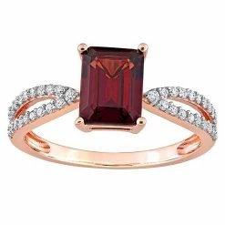 Stella Grace 14k Rose Gold Garnet & 1/5 Carat T.W. Diamond Crossover Engagement Ring