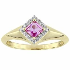 Stella Grace 14k Gold Pink Sapphire & 1/10 Carat T.W. Diamond Halo Ring