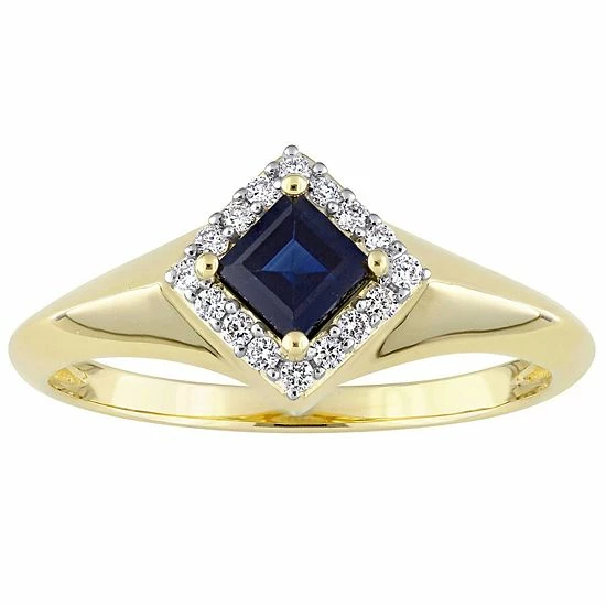 Stella Grace 14k Gold Sapphire & 1/10 Carat T.W. Diamond Halo Ring 1 Stella Grace 14k Gold Sapphire & 1/10 Carat T.W. Diamond Halo Ring