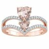 Stella Grace 10k Rose Gold Morganite & 1/4 Carat T.W. Diamond 2-Stone Heart Open Ring
