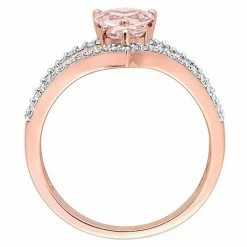 Stella Grace 10k Rose Gold Morganite & 1/4 Carat T.W. Diamond 2-Stone Heart Open Ring -Stella Grace Sales unnamed file 6225