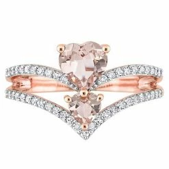 Stella Grace 10k Rose Gold Morganite & 1/4 Carat T.W. Diamond 2-Stone Heart Open Ring -Stella Grace Sales unnamed file 6226