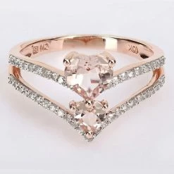 Stella Grace 10k Rose Gold Morganite & 1/4 Carat T.W. Diamond 2-Stone Heart Open Ring -Stella Grace Sales unnamed file 6227