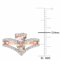 Stella Grace 10k Rose Gold Morganite & 1/4 Carat T.W. Diamond 2-Stone Heart Open Ring -Stella Grace Sales unnamed file 6229