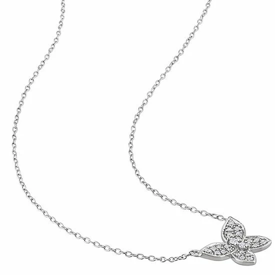 Stella Grace 10k Gold 1/8 Carat T.W. Diamond Butterfly Pendant 10k White Gold 2 Stella Grace 10k Gold 1/8 Carat T.W. Diamond Butterfly Pendant 10k White Gold - Image 2