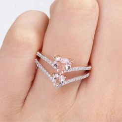 Stella Grace 10k Rose Gold Morganite & 1/4 Carat T.W. Diamond 2-Stone Heart Open Ring -Stella Grace Sales unnamed file 6231