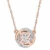 Stella Grace 10k Rose Gold Morganite & Diamond Accent Swirl Halo Necklace