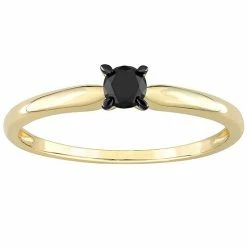 Stella Grace 14k Gold 1/4 Carat T.W Round Cut Black Diamond Solitaire Engagement Ring