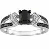 Stella Grace Sterling Silver 1 Carat T.W. Black & White Diamond Split Band Engagement Ring