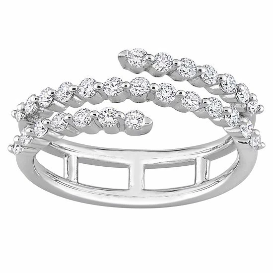 Stella Grace Platinum Over Sterling Silver 5/8 Carat T.W. Lab-Grown Diamond Swirl Ring 1 Stella Grace Platinum Over Sterling Silver 5/8 Carat T.W. Lab-Grown Diamond Swirl Ring