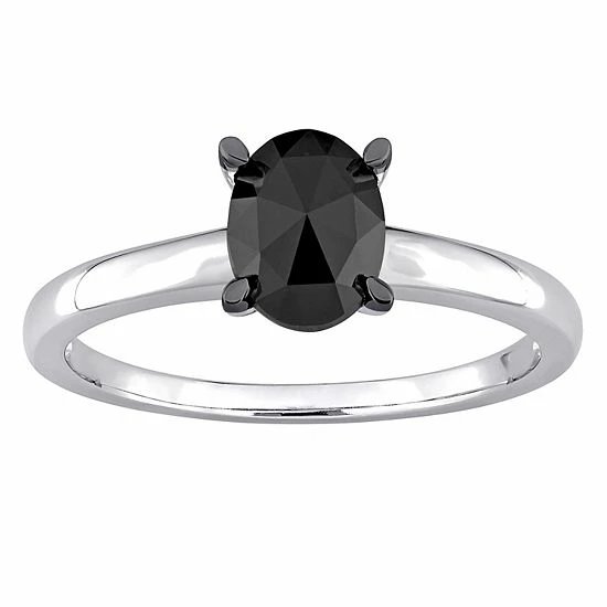 Stella Grace 10k White Gold 1 Carat T.W. Black Diamond Solitaire Engagement Ring 1 Stella Grace 10k White Gold 1 Carat T.W. Black Diamond Solitaire Engagement Ring