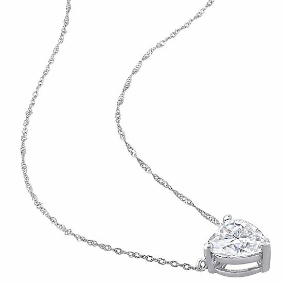 Stella Grace 10k White Gold Lab-Created Moissanite Solitaire Heart Pendant Necklace 2 Stella Grace 10k White Gold Lab-Created Moissanite Solitaire Heart Pendant Necklace - Image 2