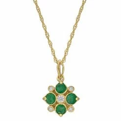Stella Grace 14K Gold Emerald & Diamond Accent Pendant Necklace