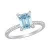 Stella Grace Bloom 14K White Gold 1/10 Carat T.W. Diamond & Aquamarine Fashion Ring