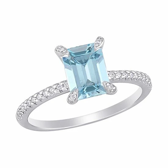 Stella Grace Bloom 14K White Gold 1/10 Carat T.W. Diamond & Aquamarine Fashion Ring 1 Stella Grace Bloom 14K White Gold 1/10 Carat T.W. Diamond & Aquamarine Fashion Ring
