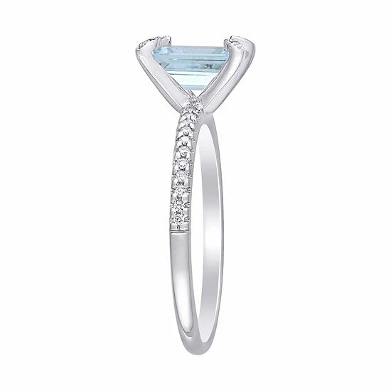 Stella Grace Bloom 14K White Gold 1/10 Carat T.W. Diamond & Aquamarine Fashion Ring 2 Stella Grace Bloom 14K White Gold 1/10 Carat T.W. Diamond & Aquamarine Fashion Ring - Image 2