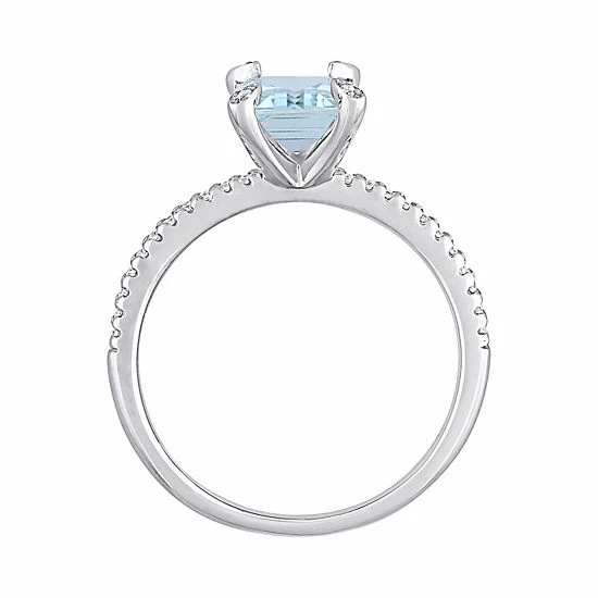 Stella Grace Bloom 14K White Gold 1/10 Carat T.W. Diamond & Aquamarine Fashion Ring 3 Stella Grace Bloom 14K White Gold 1/10 Carat T.W. Diamond & Aquamarine Fashion Ring - Image 3