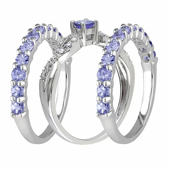 Stella Grace Sterling Silver Tanzanite & 1/10 Carat T.W. Diamond Ring Set 2 Stella Grace Sterling Silver Tanzanite & 1/10 Carat T.W. Diamond Ring Set - Image 2