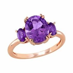 Stella Grace 14k Rose Gold Amethyst 3-Stone Ring