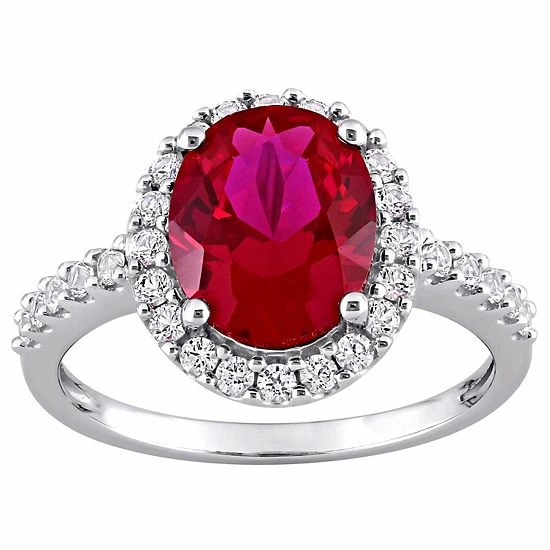 Stella Grace 10k White Gold Lab-Created Ruby & Lab-Created White Sapphire Halo Engagement Ring 1 Stella Grace 10k White Gold Lab-Created Ruby & Lab-Created White Sapphire Halo Engagement Ring