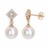 Stella Grace 10k Rose Gold 1/5 Carat T.W. Diamond & Freshwater Cultured Pearl Earrings