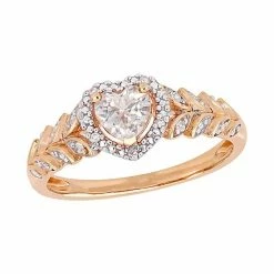 Stella Grace 10K Gold Gemstone & Diamond Accent Heart Ring Created White Sapphire